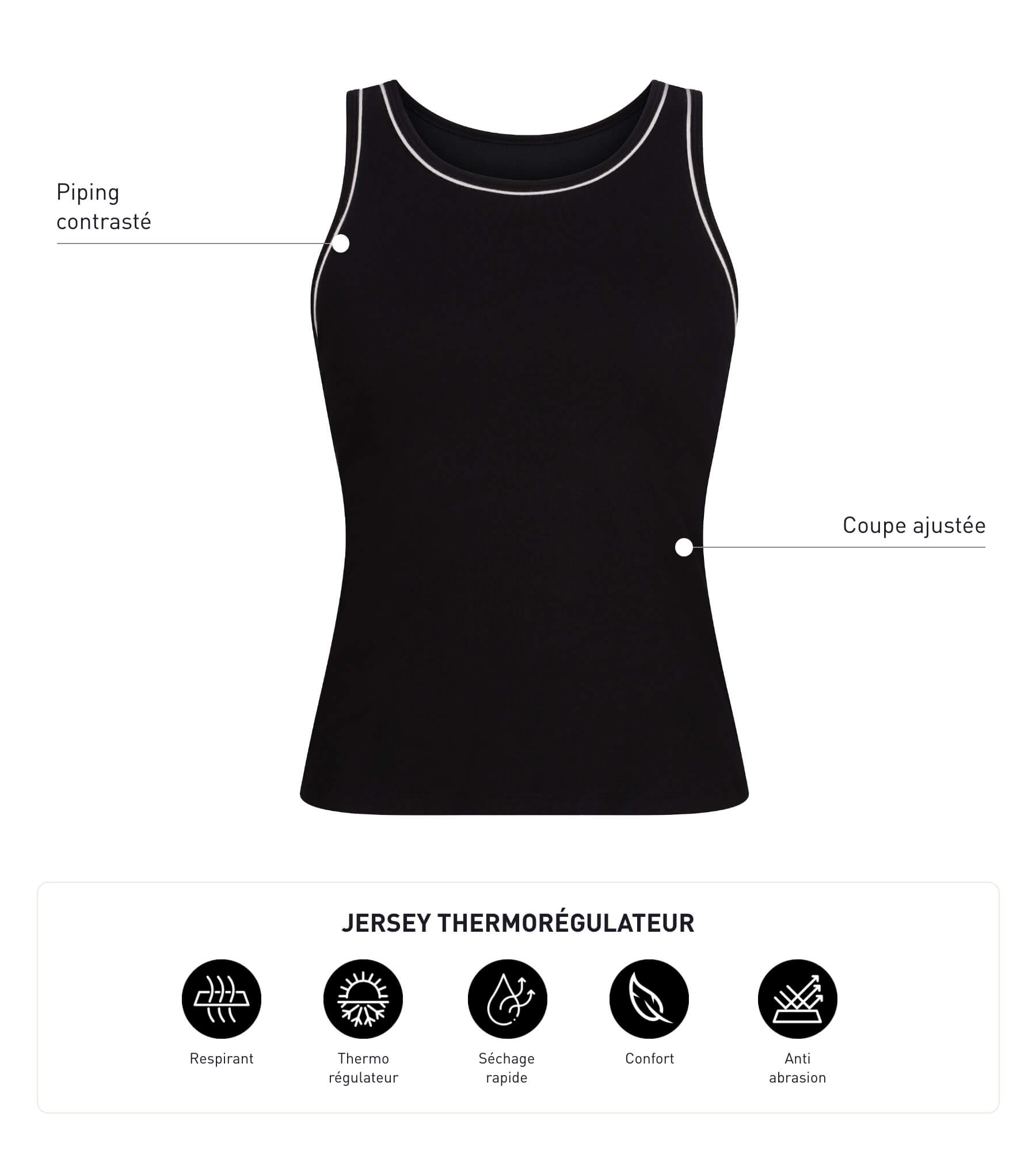 DIM Camiseta deportiva de tirantes termorreguladora negra Dim Move