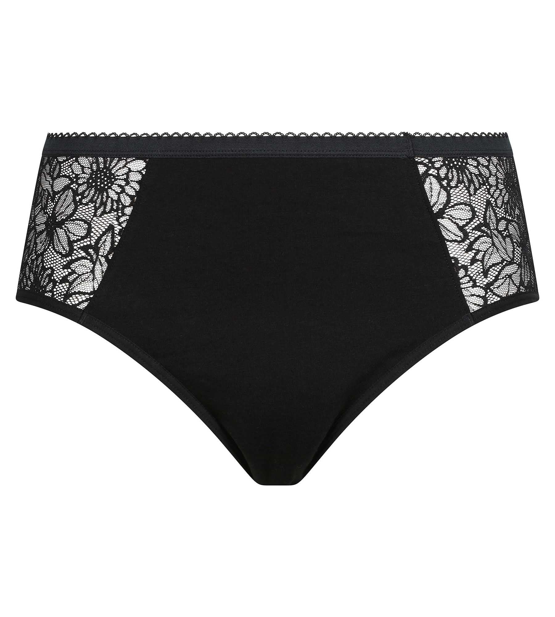 DIM Culotte menstrual de algodón orgánico y encaje Negro Flujo abundante Dim Protect