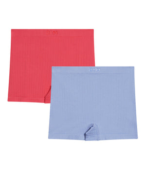 Pack de 2 calzoncillos de microfibra sin costuras Chardon Azul y Rosa Dim para niña