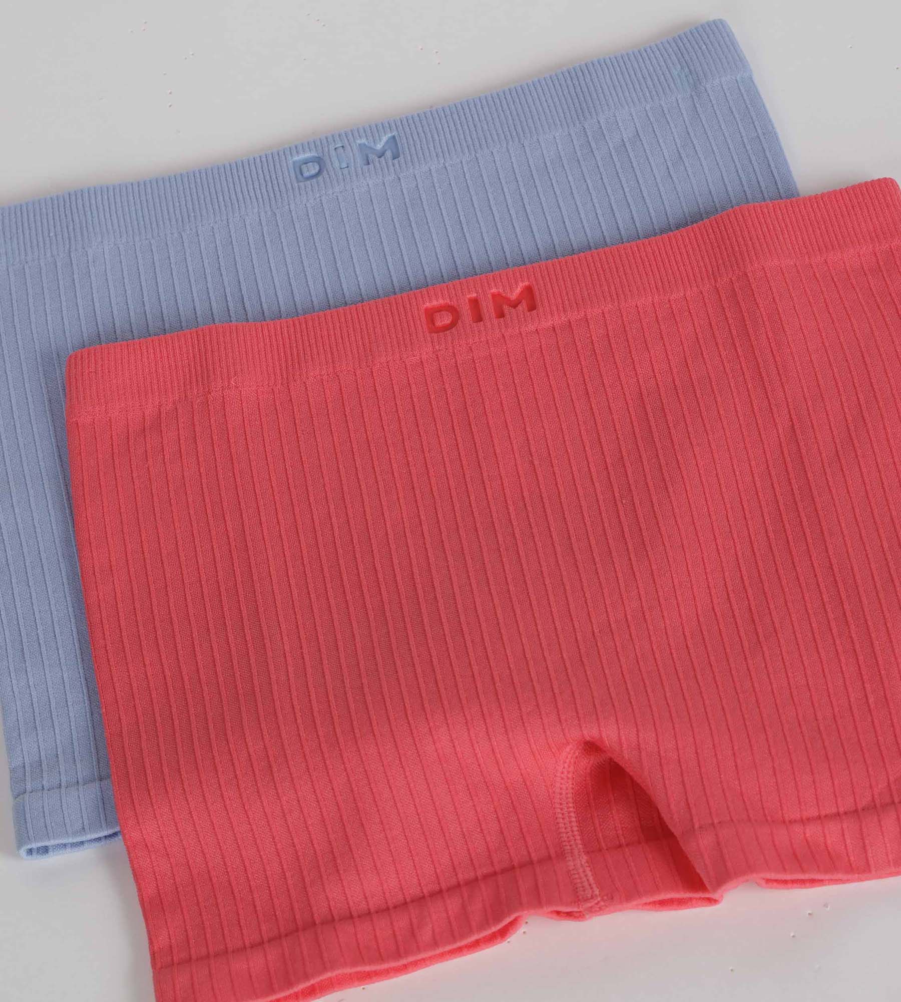 DIM Pack de 2 calzoncillos de microfibra sin costuras Chardon Azul y Rosa Dim para niña