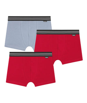 Pack de 3 calzoncillos de algodón elástico para niño Rojo Azul Ecodim