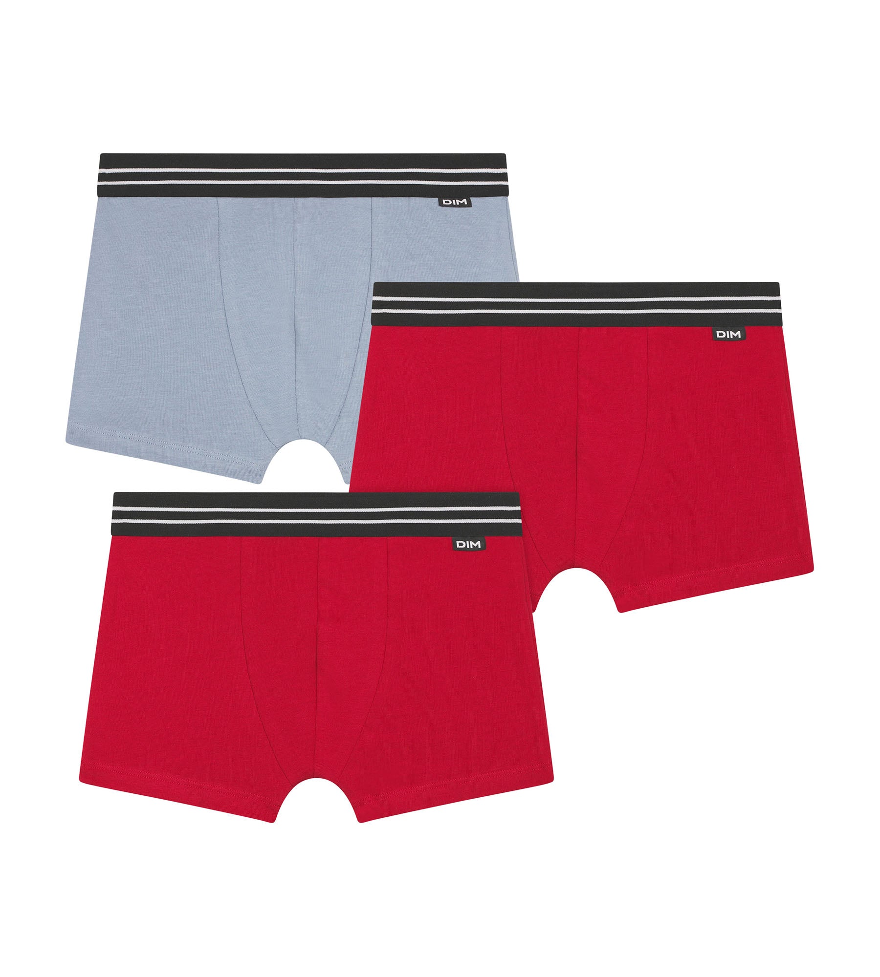 DIM Pack de 3 calzoncillos de algodón elástico para niño Rojo Azul Ecodim