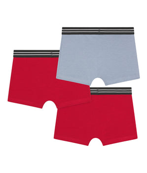 Pack de 3 calzoncillos de algodón elástico para niño Rojo Azul Ecodim