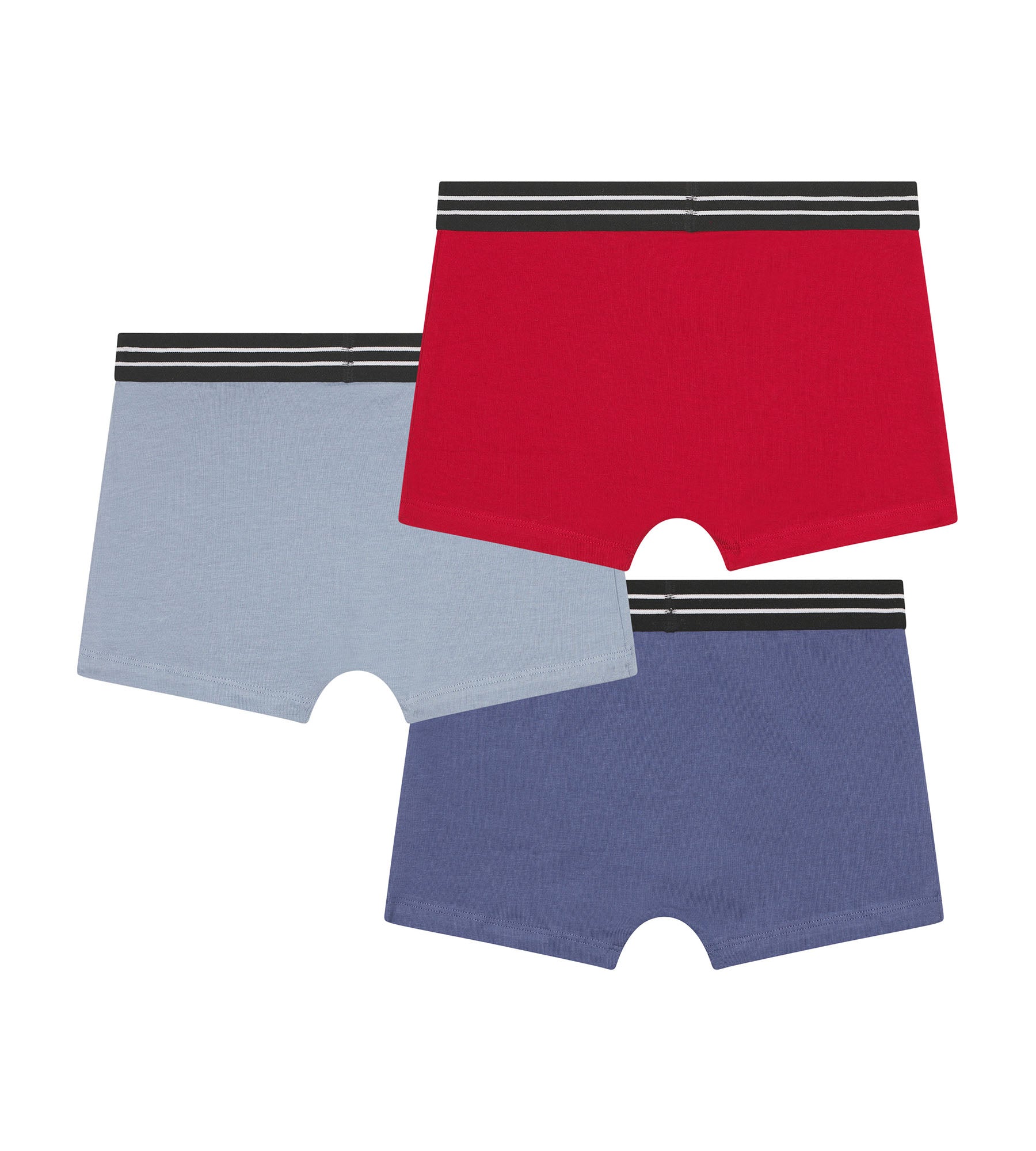 DIM Pack de 3 calzoncillos de algodón elástico Ecodim Carmine Red Blue para niño