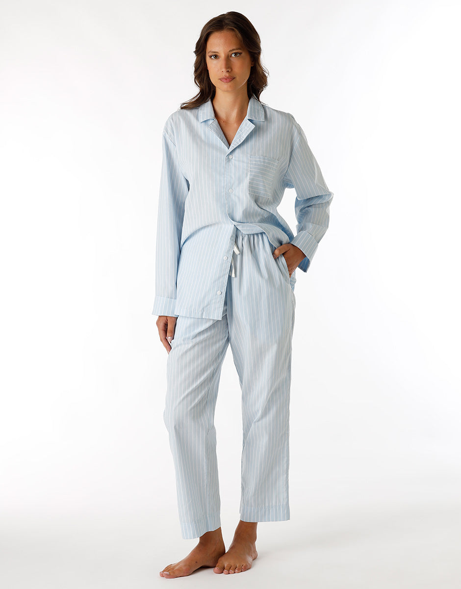DIM Pijama largo abierto para mujer de algodón en color gris pizarra