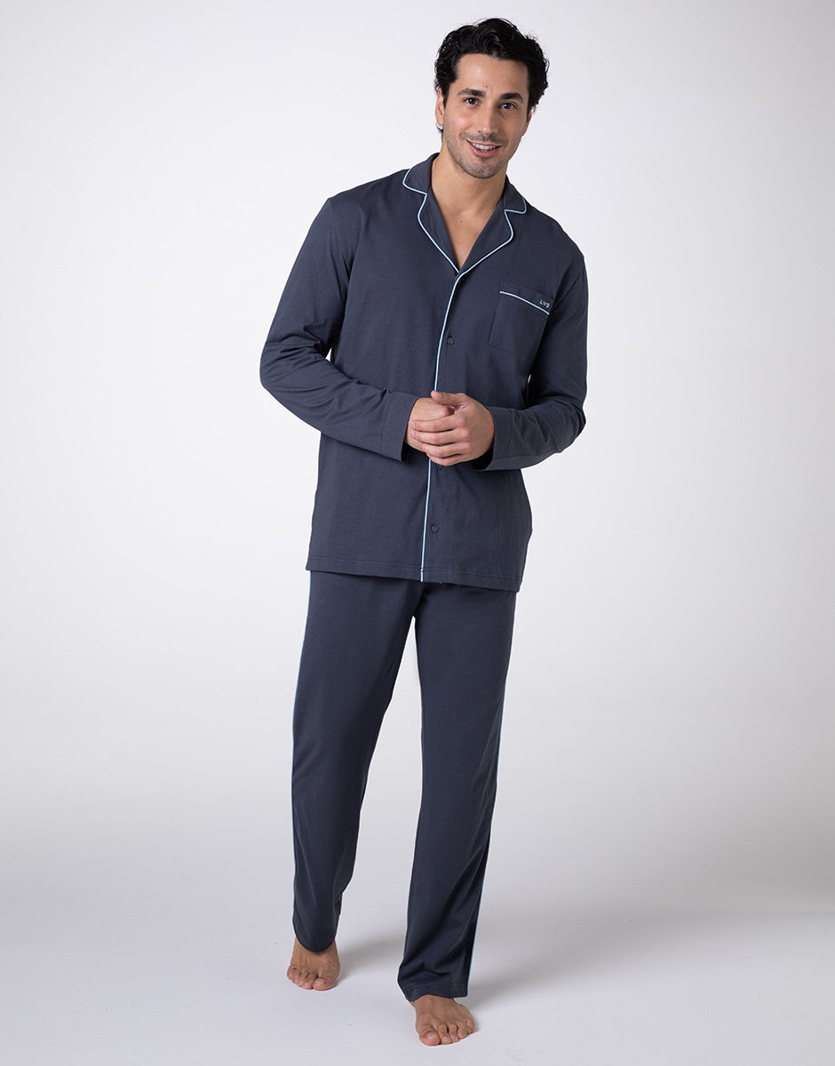 DIM Pijama largo abierto unisex en jersey de algodón ardeña