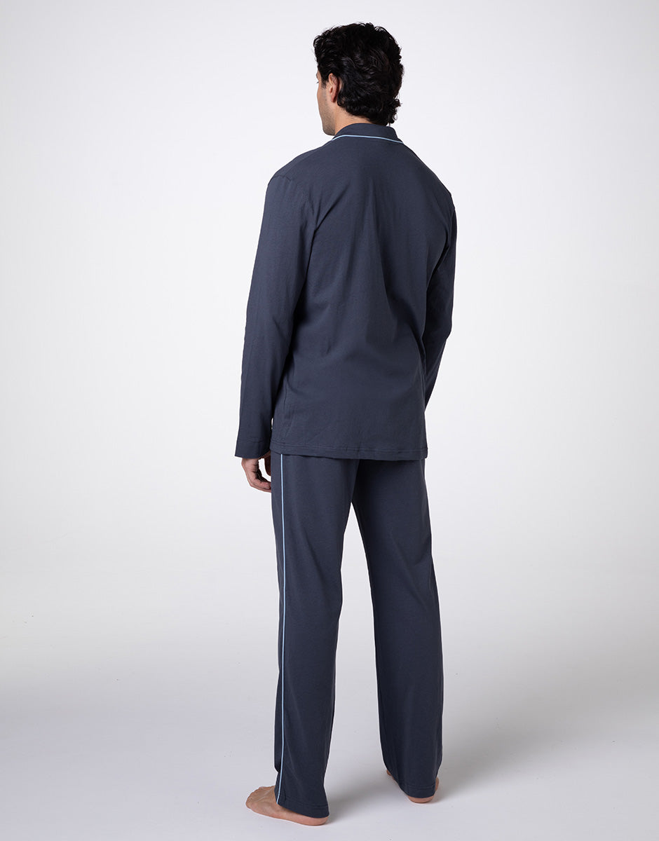 DIM Pijama largo abierto unisex en jersey de algodón ardeña
