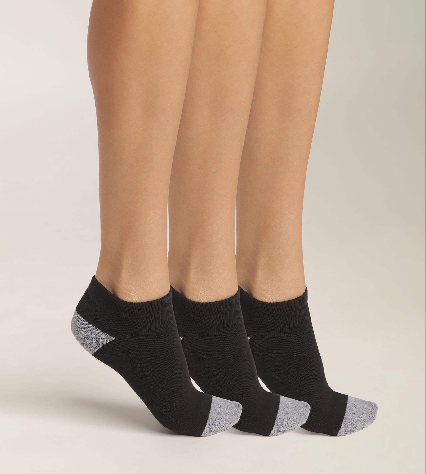 DIM Pack de 3 pares de calcetines de algodón negro y gris para mujer EcoDim Sport