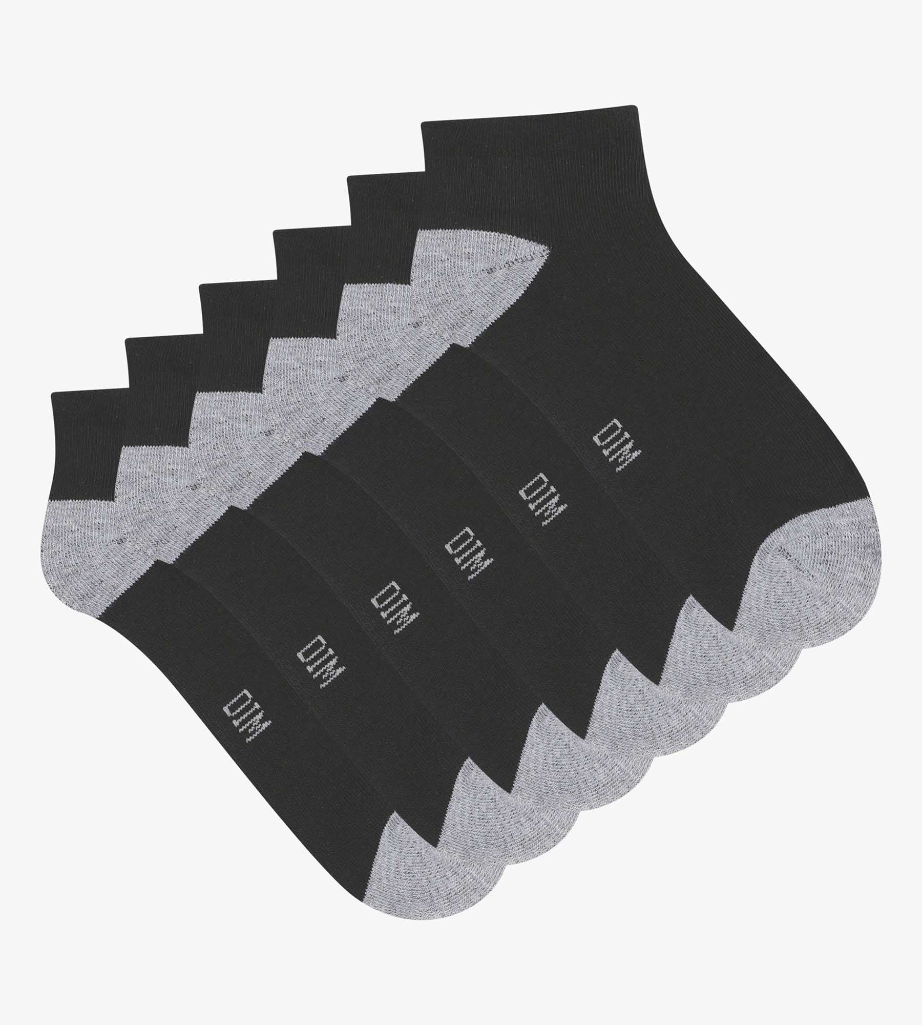 DIM Pack de 3 pares de calcetines de algodón negro y gris para mujer EcoDim Sport