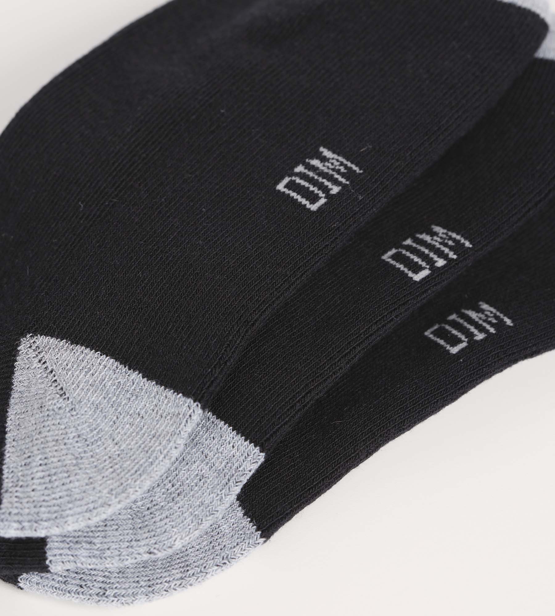 DIM Pack de 3 pares de calcetines de algodón negro y gris para mujer EcoDim Sport
