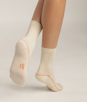 Calcetines de algodón de canalé para mujer Acero con ribete de color Dim Fashion