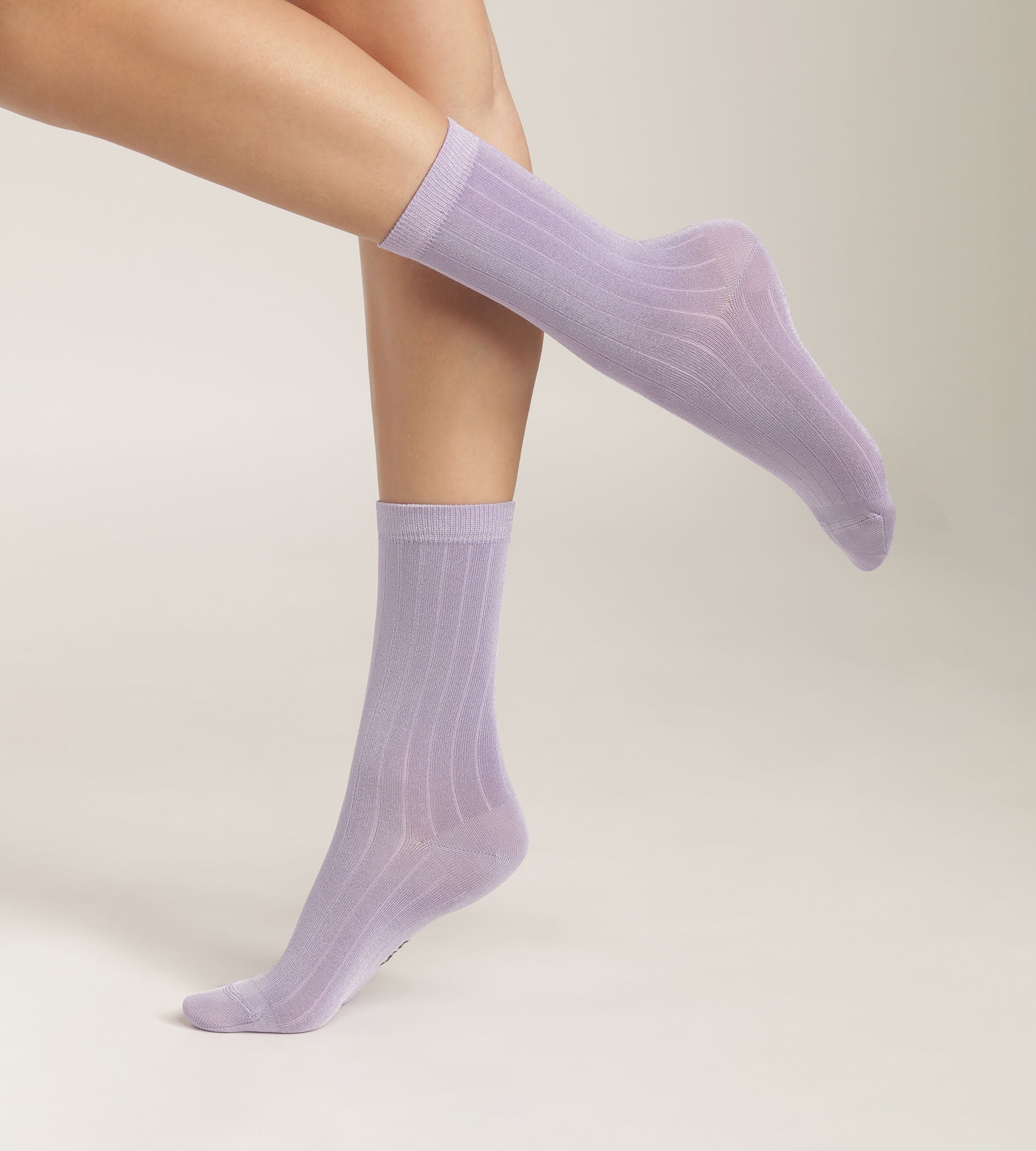 DIM Calcetines de canalé para mujer de algodón satinado Lila Dim Mode