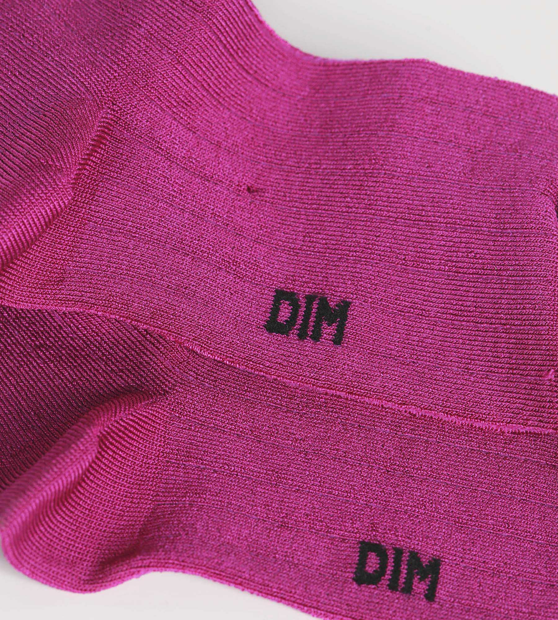DIM Calcetines de canalé de algodón satinado para mujer Fucsia Dim Fashion
