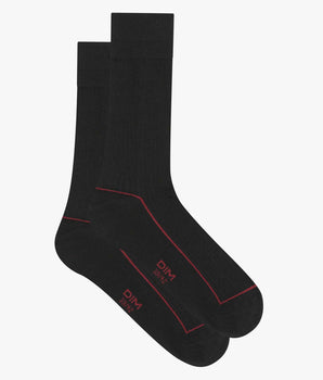 Calcetines de hombre de algodón negro acanalado con ribete de color Dim Fashion