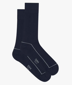 Calcetines de hombre de algodón acanalado azul noche con ribete de color Dim Fashion