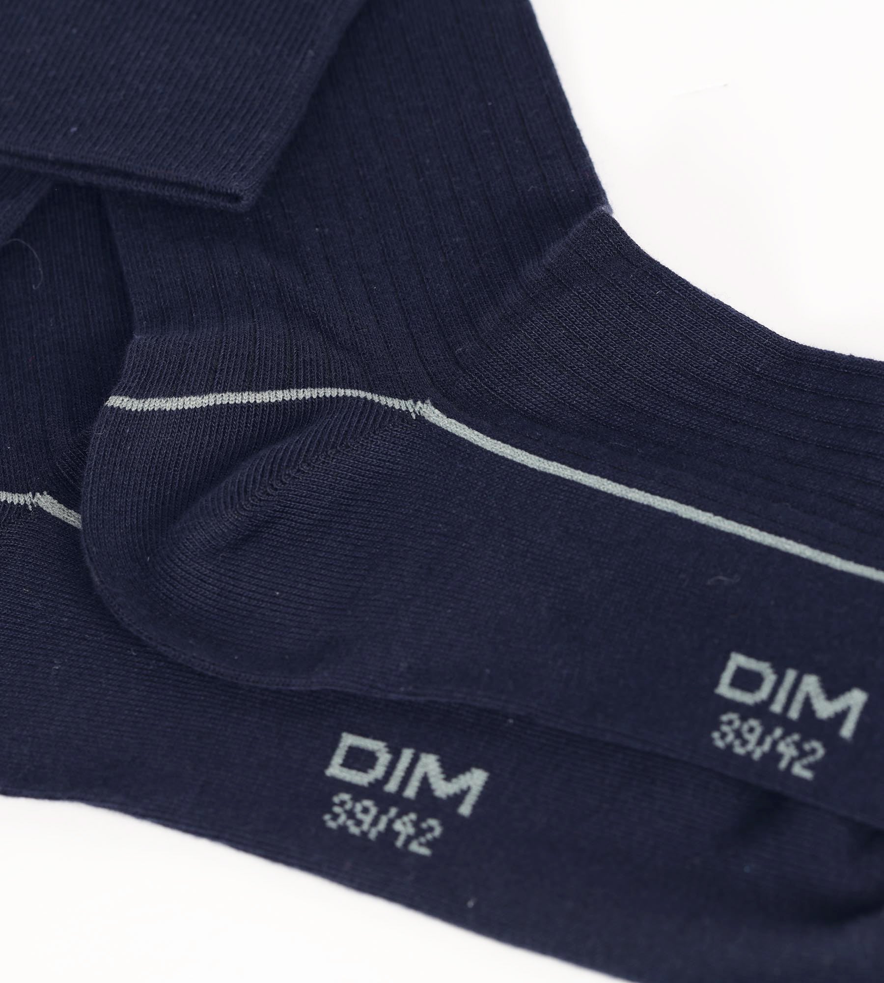 DIM Calcetines de hombre de algodón acanalado azul noche con ribete de color Dim Fashion