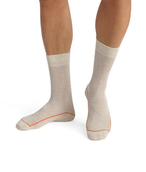 Calcetines de hombre de algodón acanalado beige con ribete de color Dim Fashion
