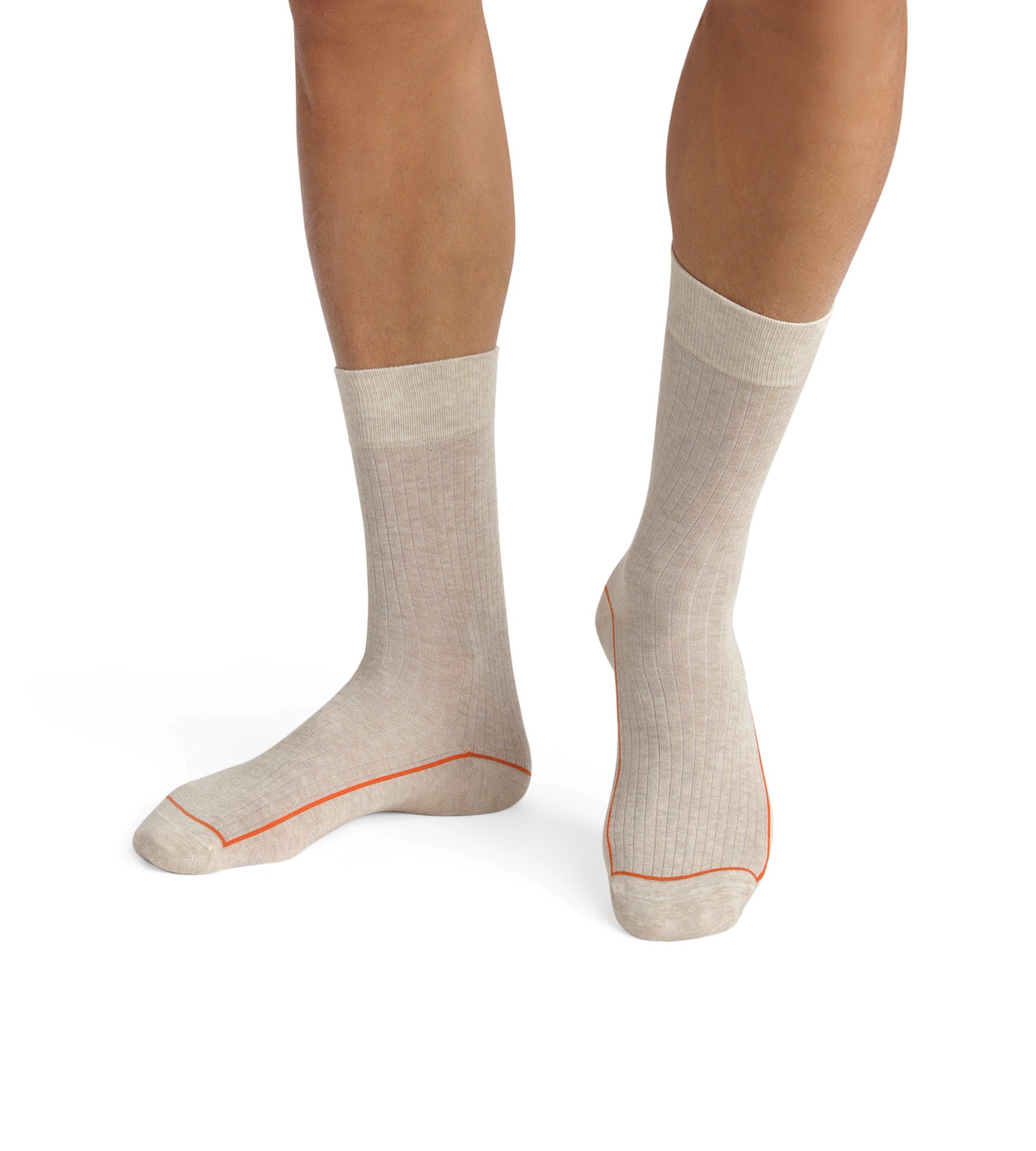 DIM Calcetines de hombre de algodón acanalado beige con ribete de color Dim Fashion