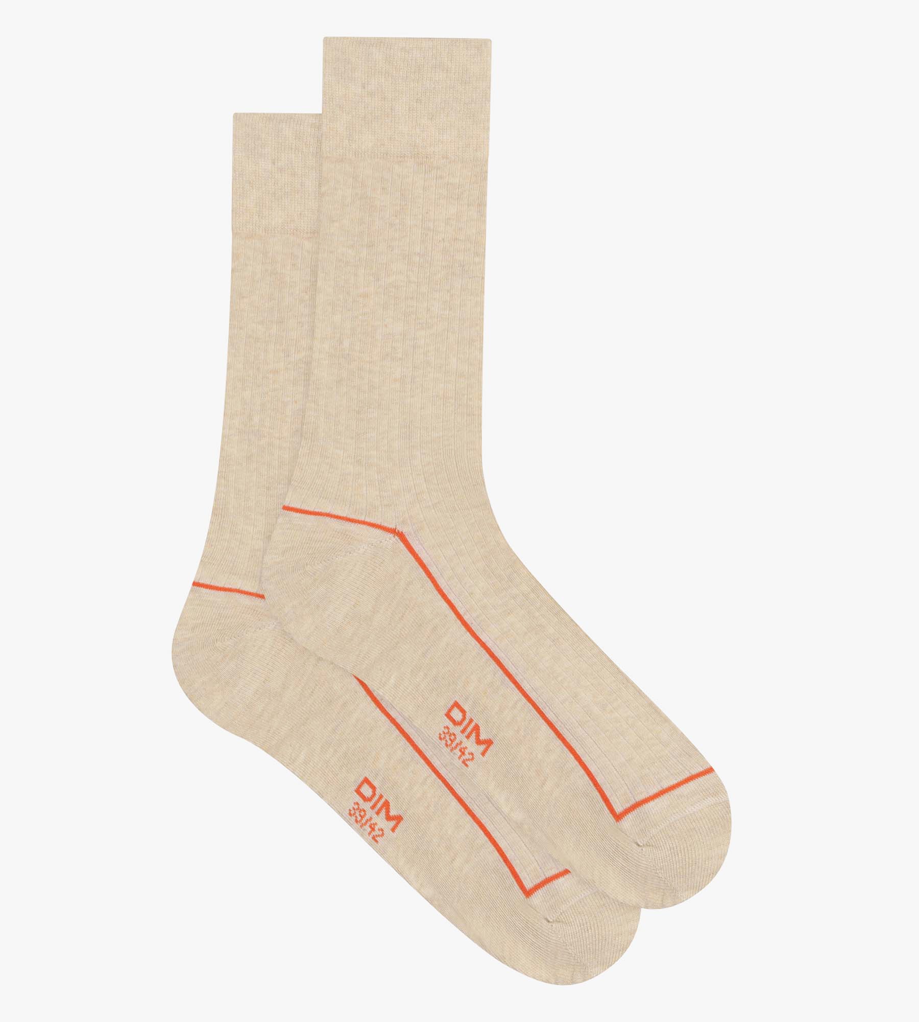 DIM Calcetines de hombre de algodón acanalado beige con ribete de color Dim Fashion
