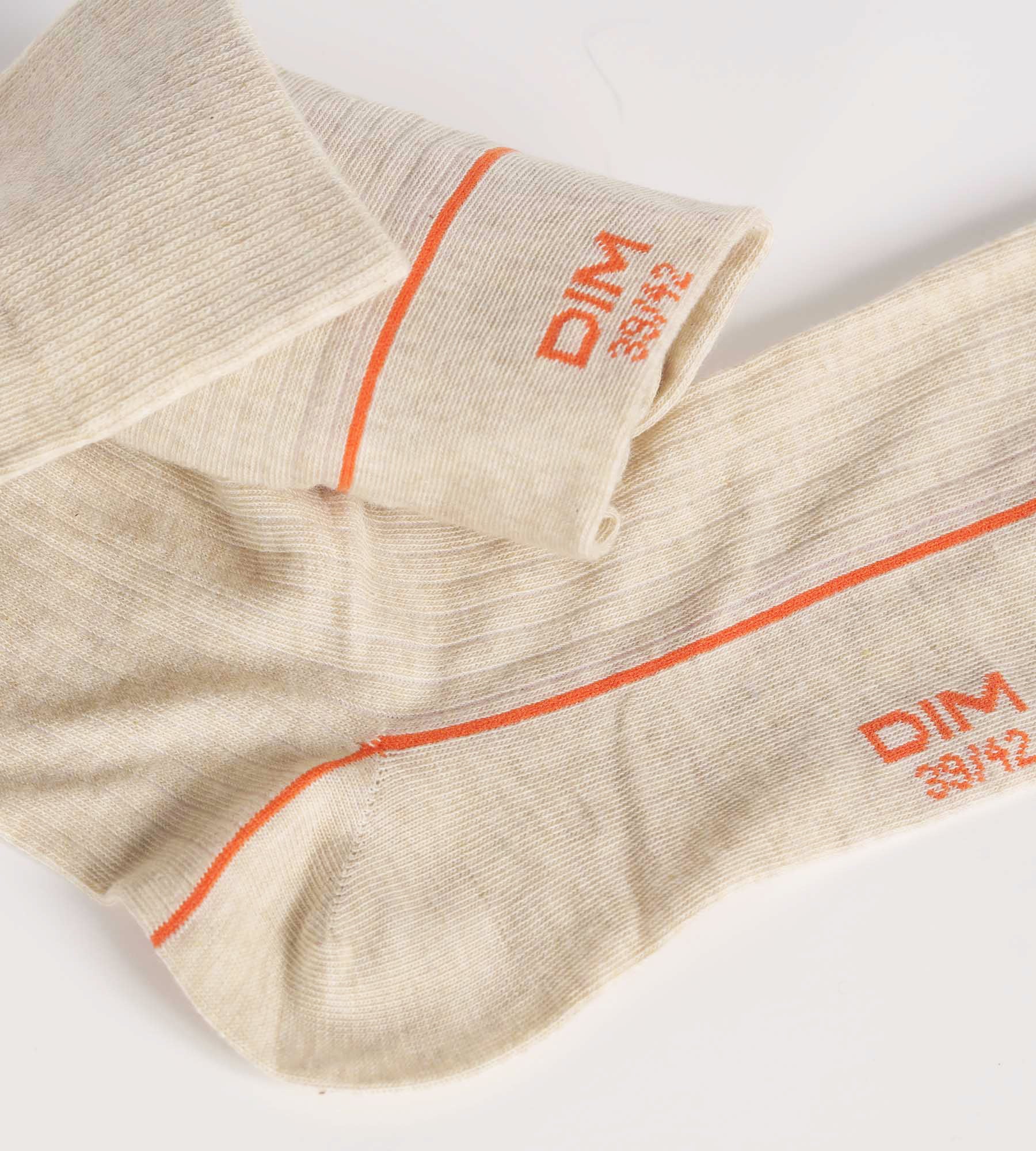 DIM Calcetines de hombre de algodón acanalado beige con ribete de color Dim Fashion