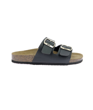 Sandalias de cuero en negro para mujer
