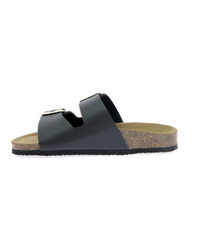 Sandalias de cuero en negro para mujer