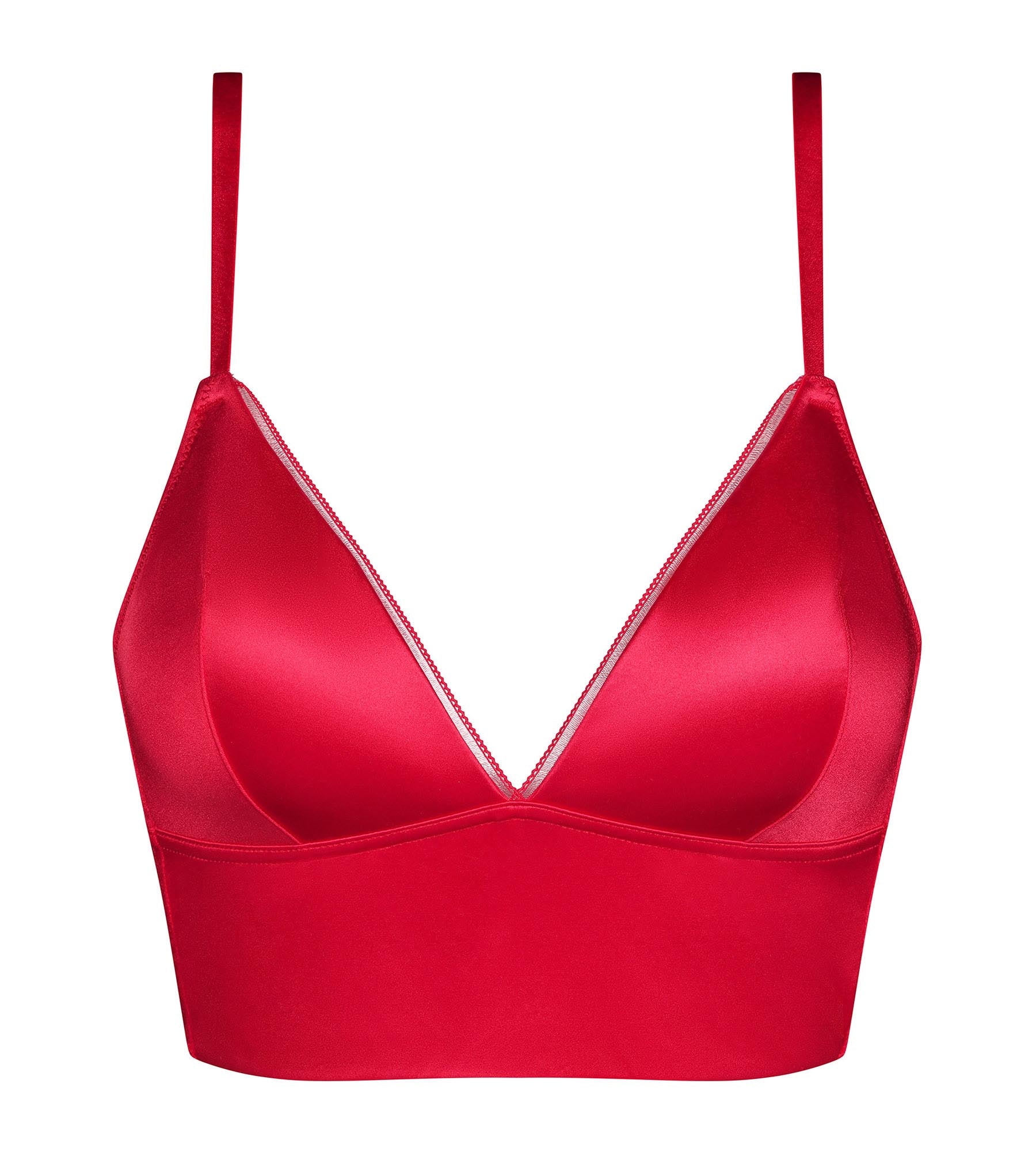 DIM Sujetador triángulo push-up de microfibra satinada roja Dim Chéri
