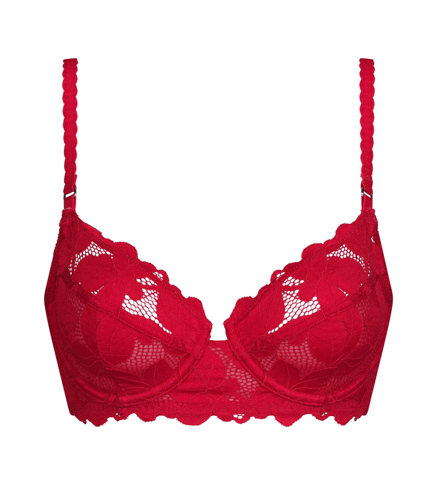 DIM Sujetador push-up con aros de encaje floral rojo Dim Lacy