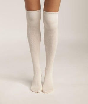Calcetines maxi de algodón acanalado para mujer Cream Dim