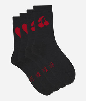 Calcetines de mujer con estampado de corazones y cerezas Dim Bamboo