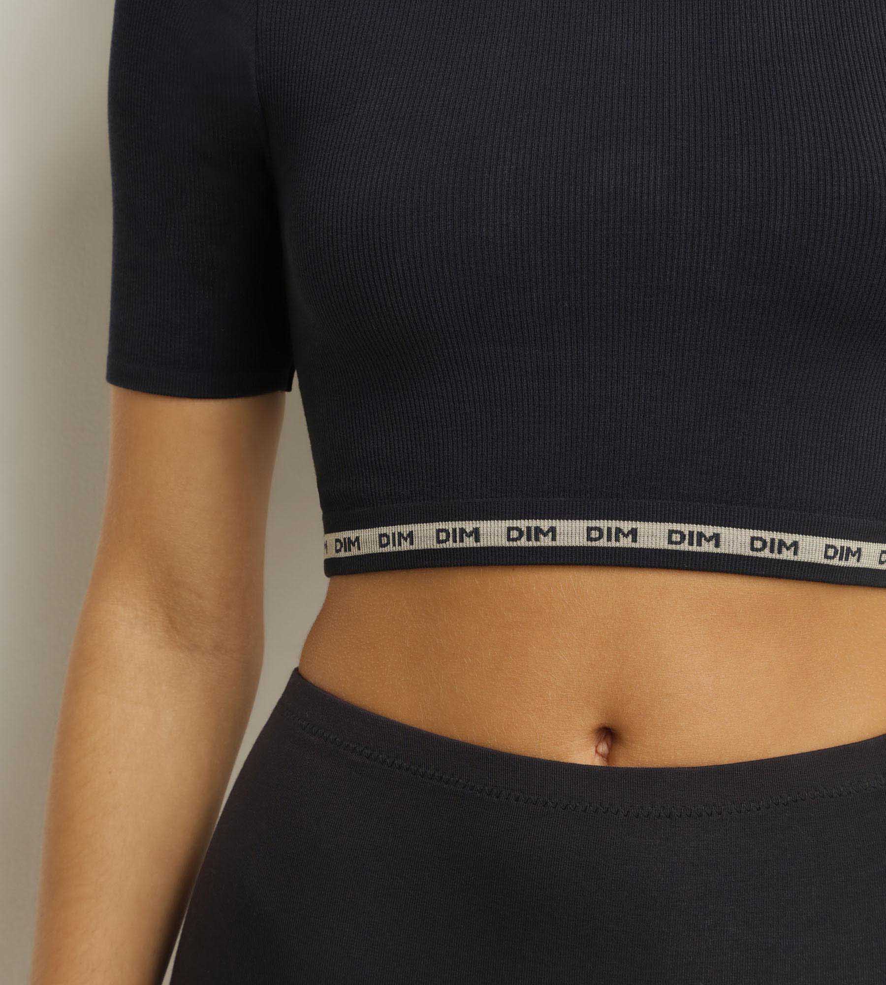 DIM Top de mujer de microfibra acanalada sin costuras Negro Dim Icons Seamless