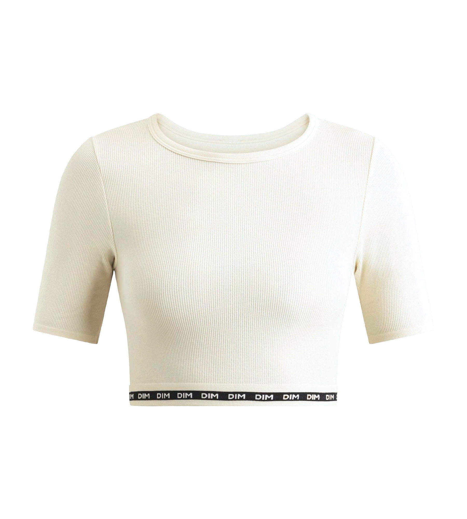 DIM Top de mujer sin costuras de microfibra acanalada Beige Dim Icons Seamless