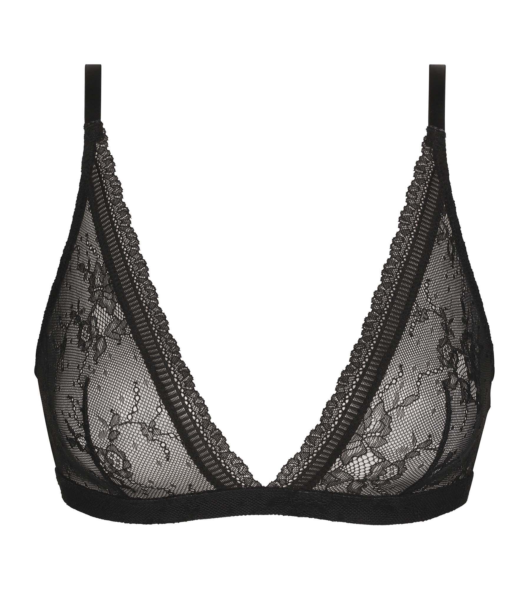 DIM Sujetador triángulo de encaje floral negro Dim Romance