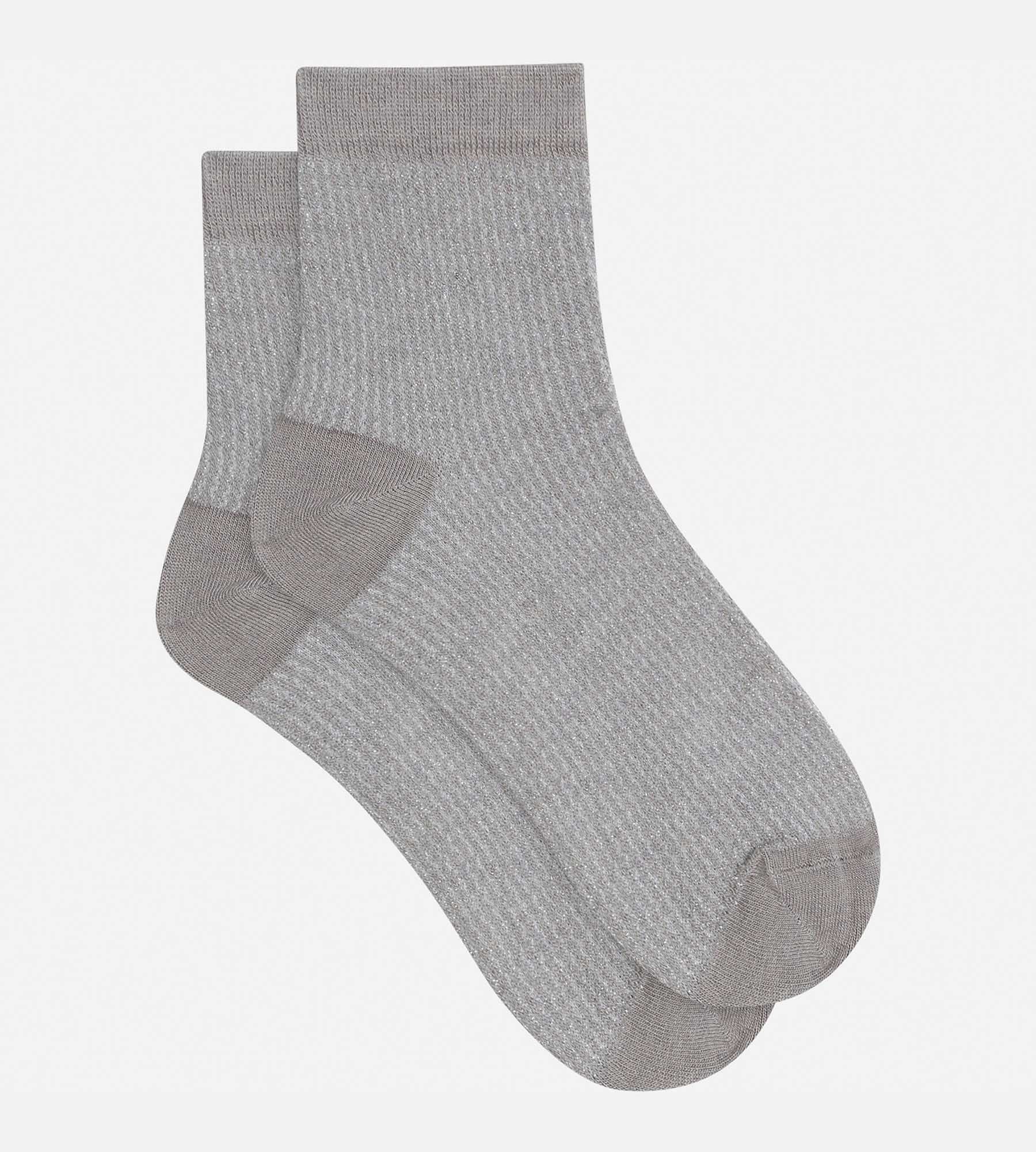 DIM Calcetines de mujer de Lurex color topo y plata Dim Mode