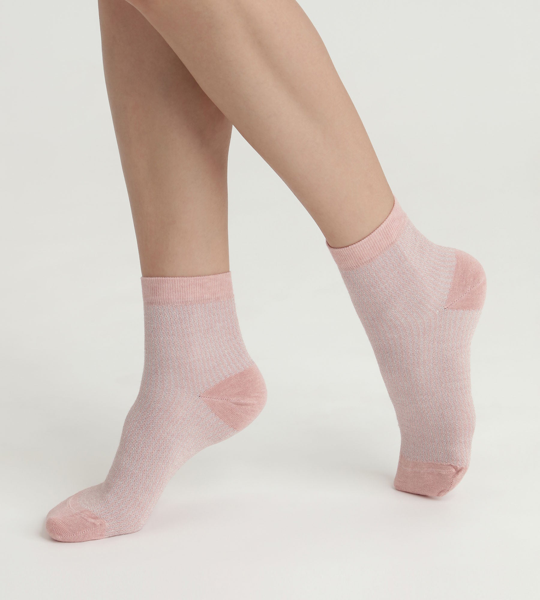 DIM Calcetines de mujer de Lurex rosa y plata Dim Mode