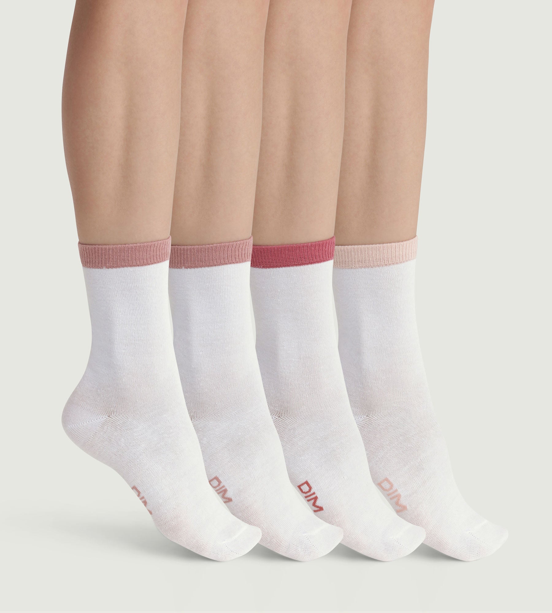 DIM Pack de 4 pares de calcetines de mujer Blanco EcoDim Mode