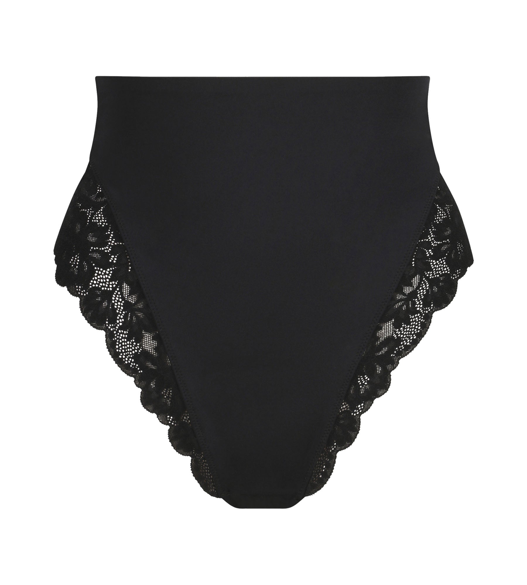 DIM Tanga moldeador talle alto microfibra y encaje negro Dim Silhouette Elegance