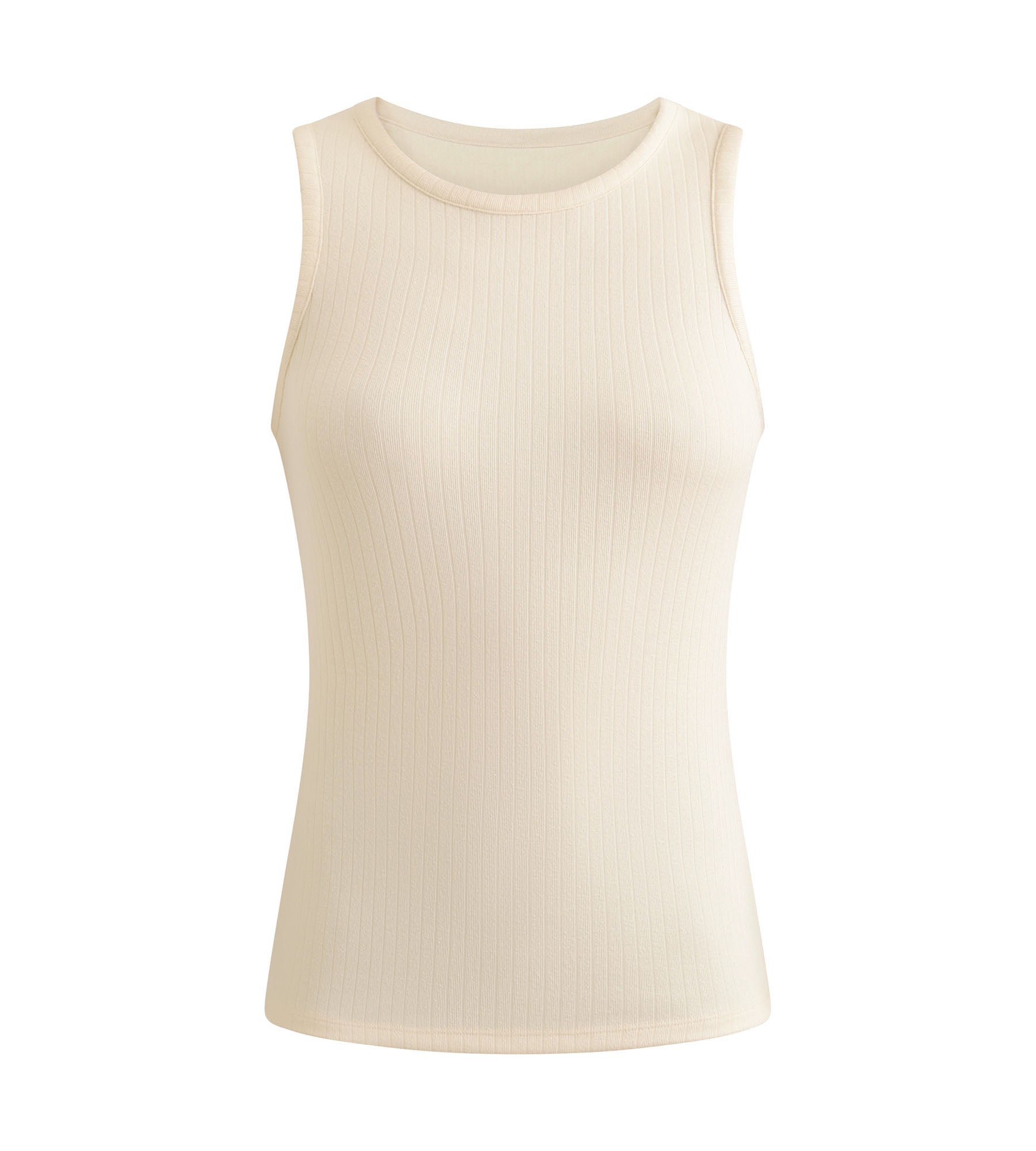 DIM Camiseta de tirantes de canalé beige Dim Thermal x Inès de La Fressange