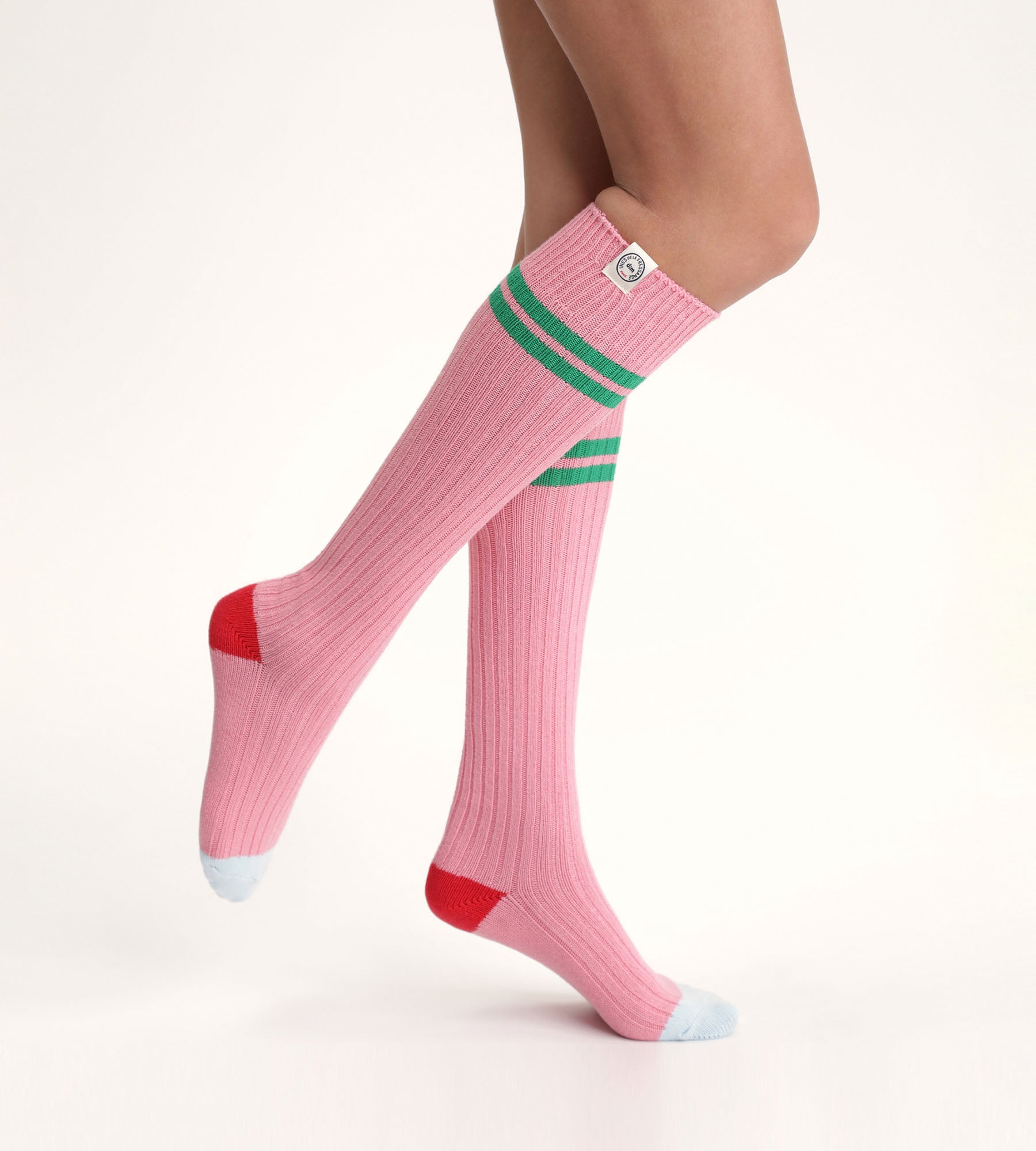 DIM Calcetines altos de mujer colorblock Pink Dim x Inès de La Fressange