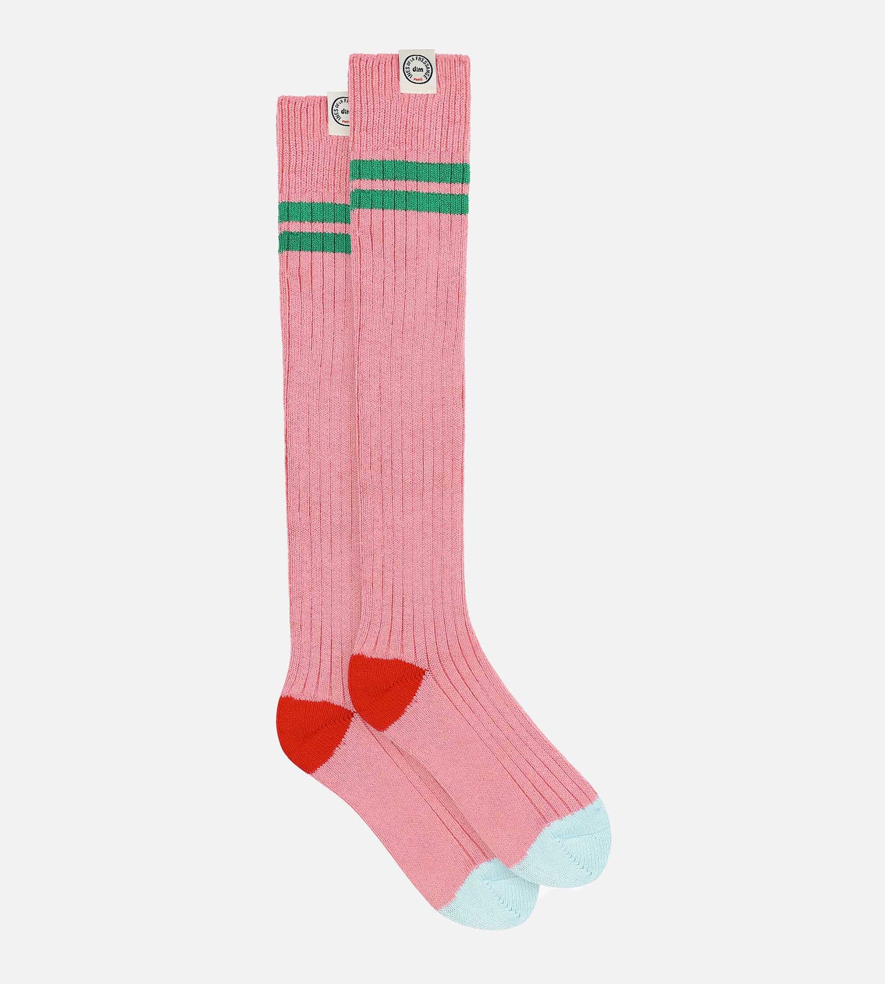 DIM Calcetines altos de mujer colorblock Pink Dim x Inès de La Fressange