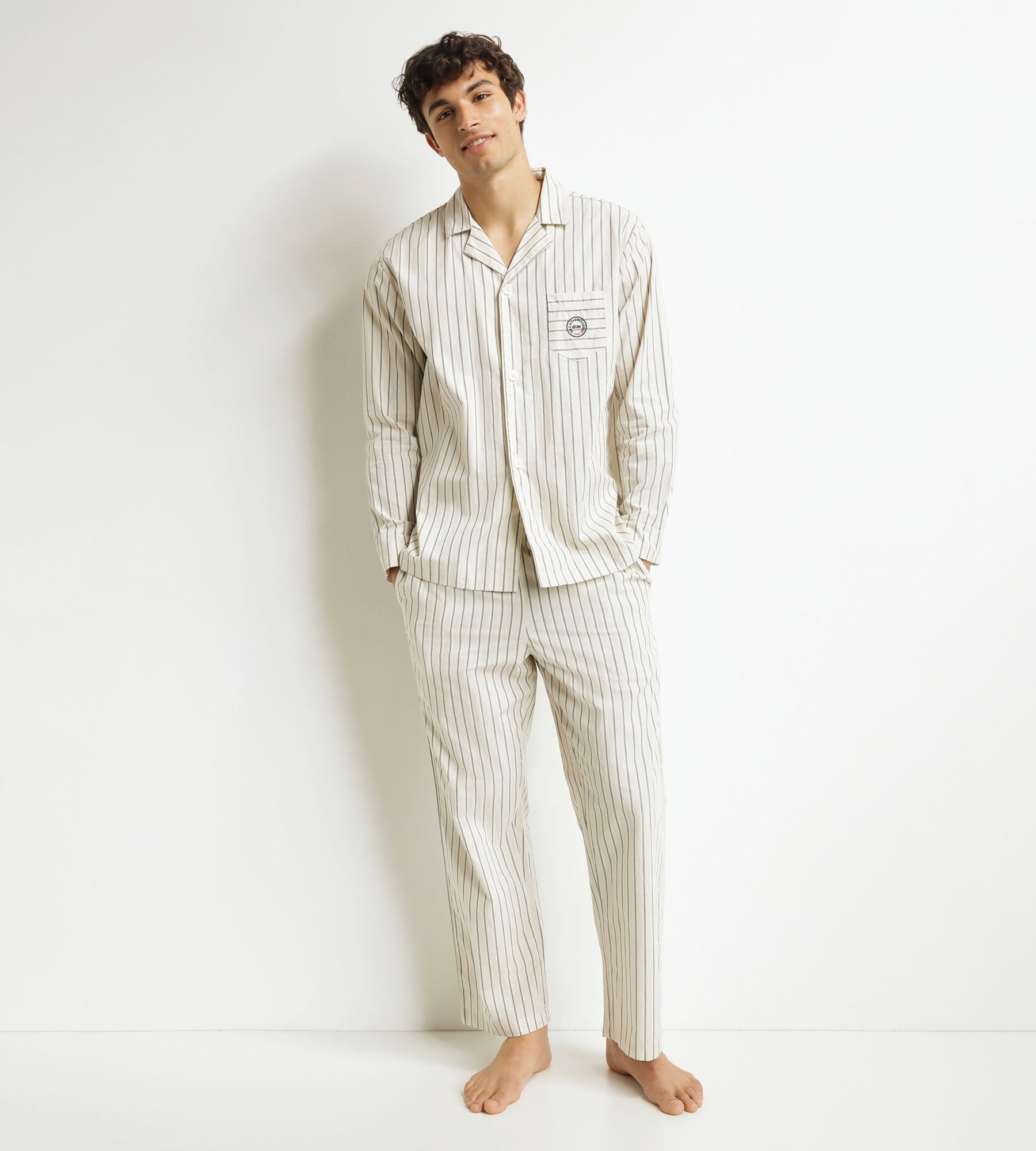 DIM Pantalón de pijama de rayas gris de mujer Dim x Inès de La Fressange
