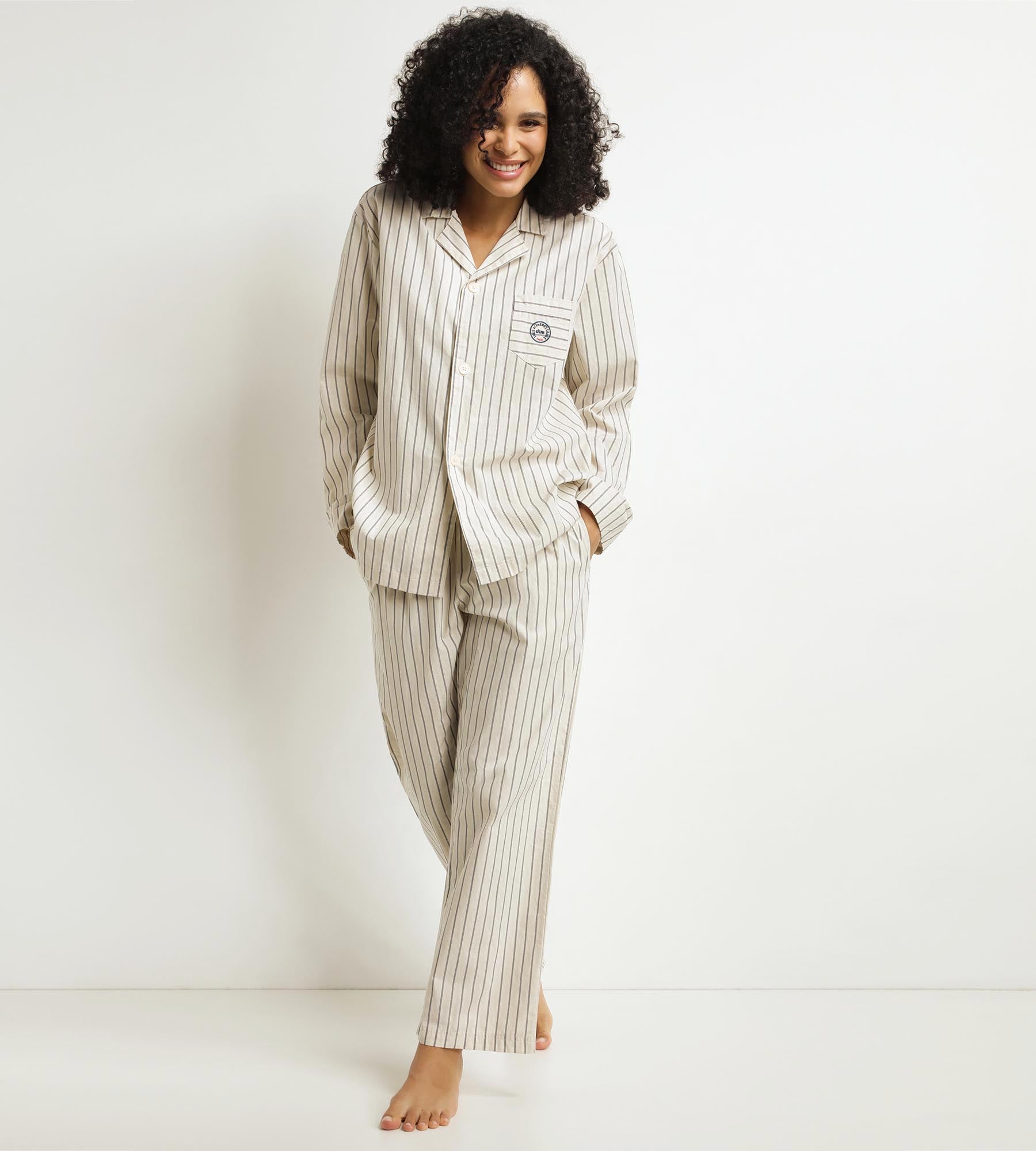 DIM Pantalón de pijama de rayas gris de mujer Dim x Inès de La Fressange