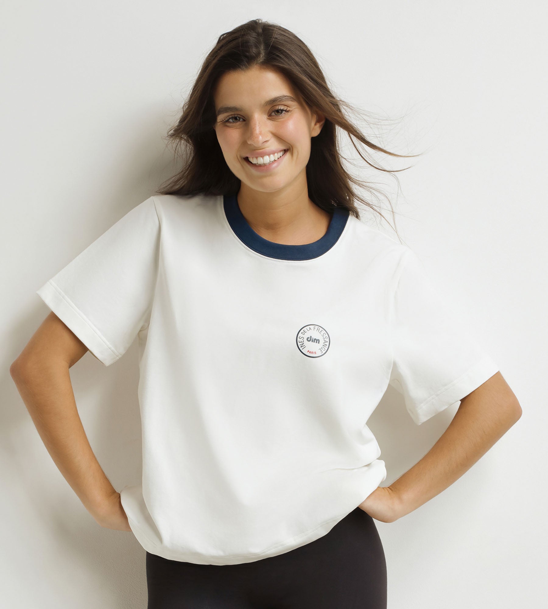 DIM Camiseta de mujer de nácar azul Dim x Inès de La Fressange