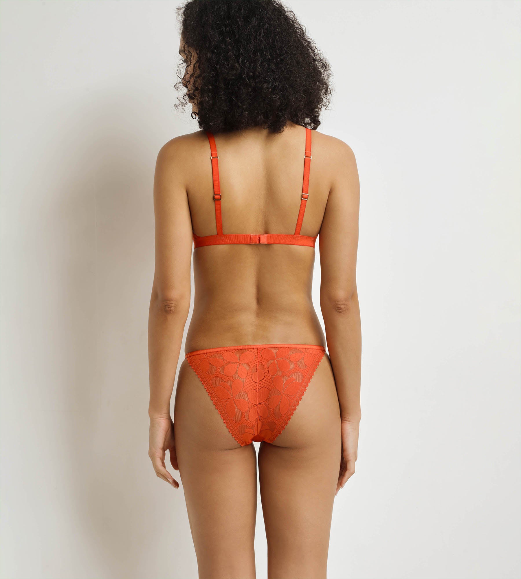 DIM Tanga de mujer Orange Art Flowers