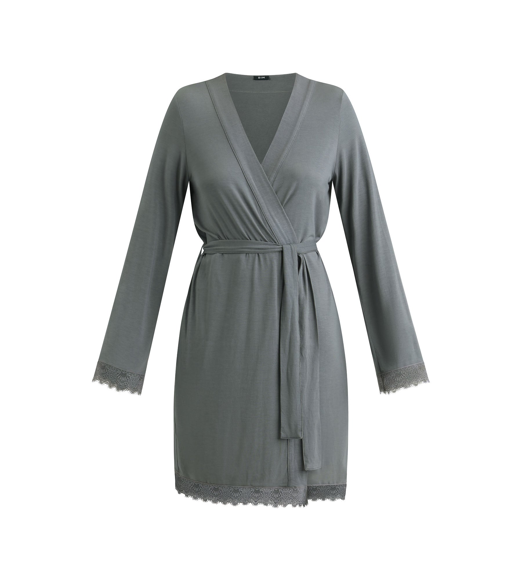 DIM Albornoz gris de mujer con encaje Don't Disturb