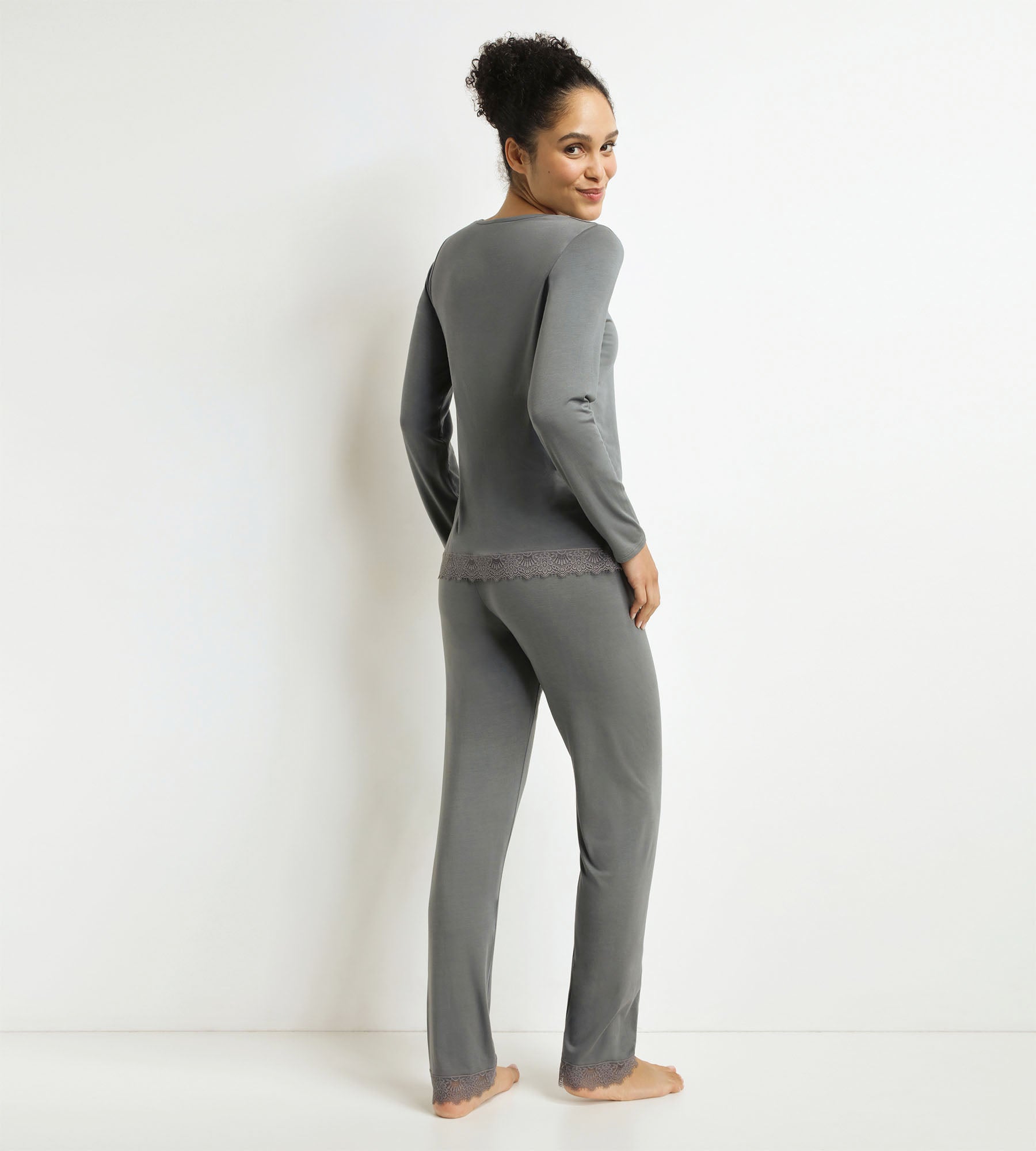 DIM Pantalones de pijama de mujer Gris con encaje Don't Disturb