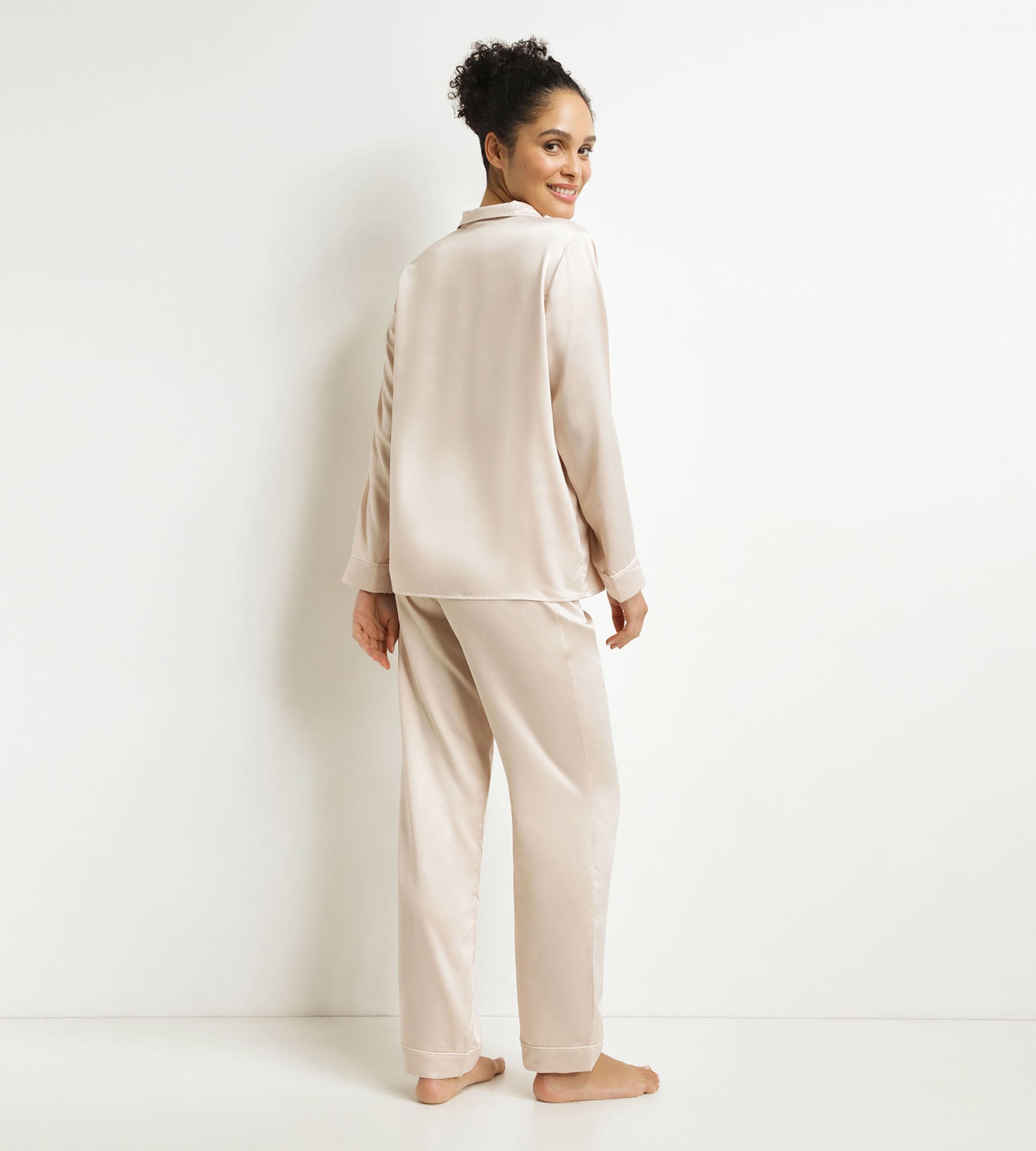 DIM Conjunto de pijama de mujer Pantalón de rayas gris marfil Don't Disturb