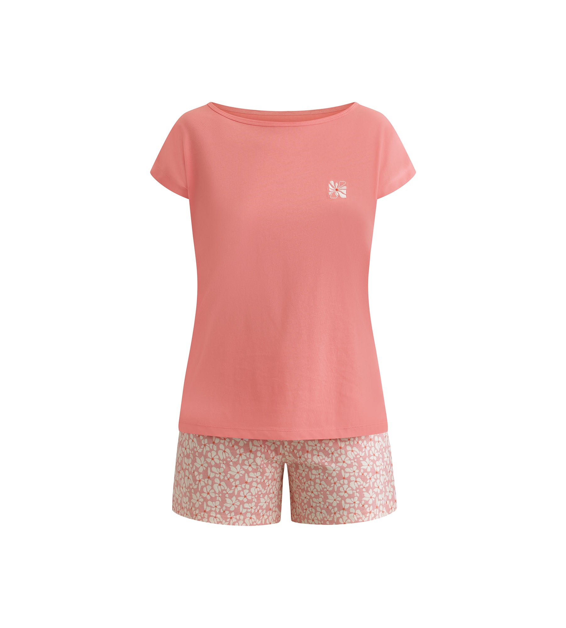 DIM Conjunto de pantalón corto de pijama para mujer Melocotón con flores Don't Disturb