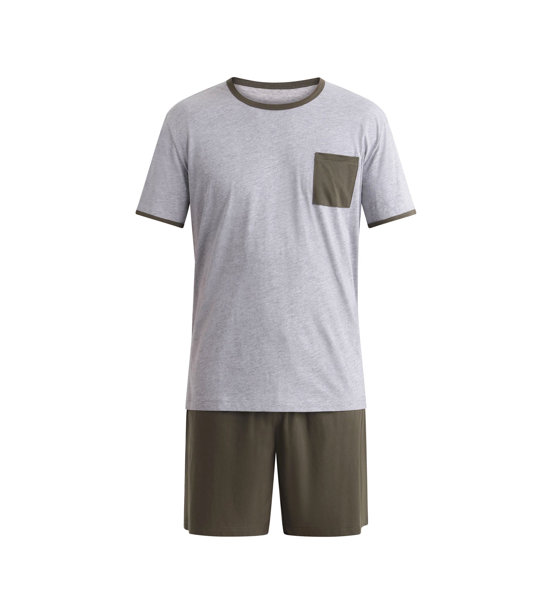 DIM Conjunto de pantalón corto de pijama para hombre Caqui Gris Dim Jersey