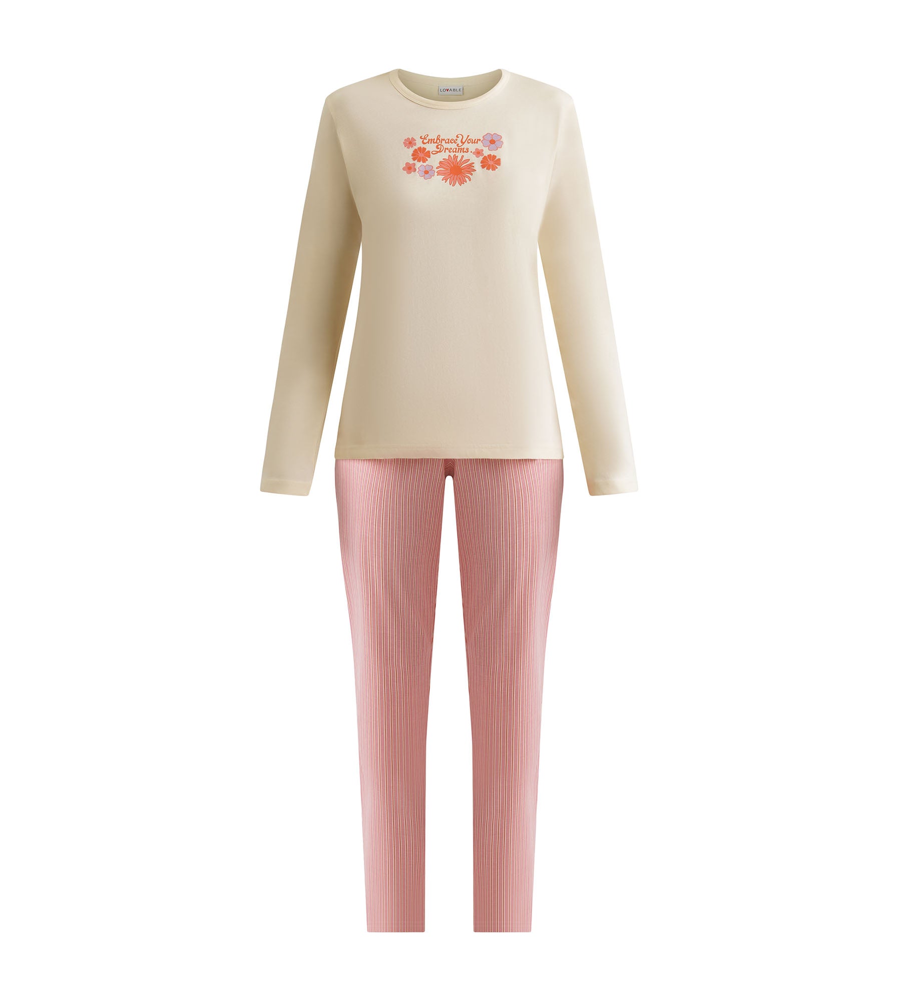 DIM Conjunto de pantalón de pijama para mujer Don't Disturb Beige